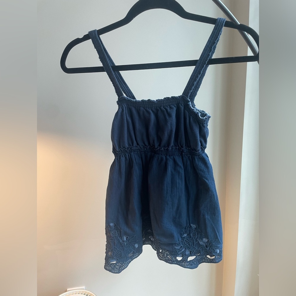 Abercrombie- Cotton/Linen Striped Floral Babydoll Tank